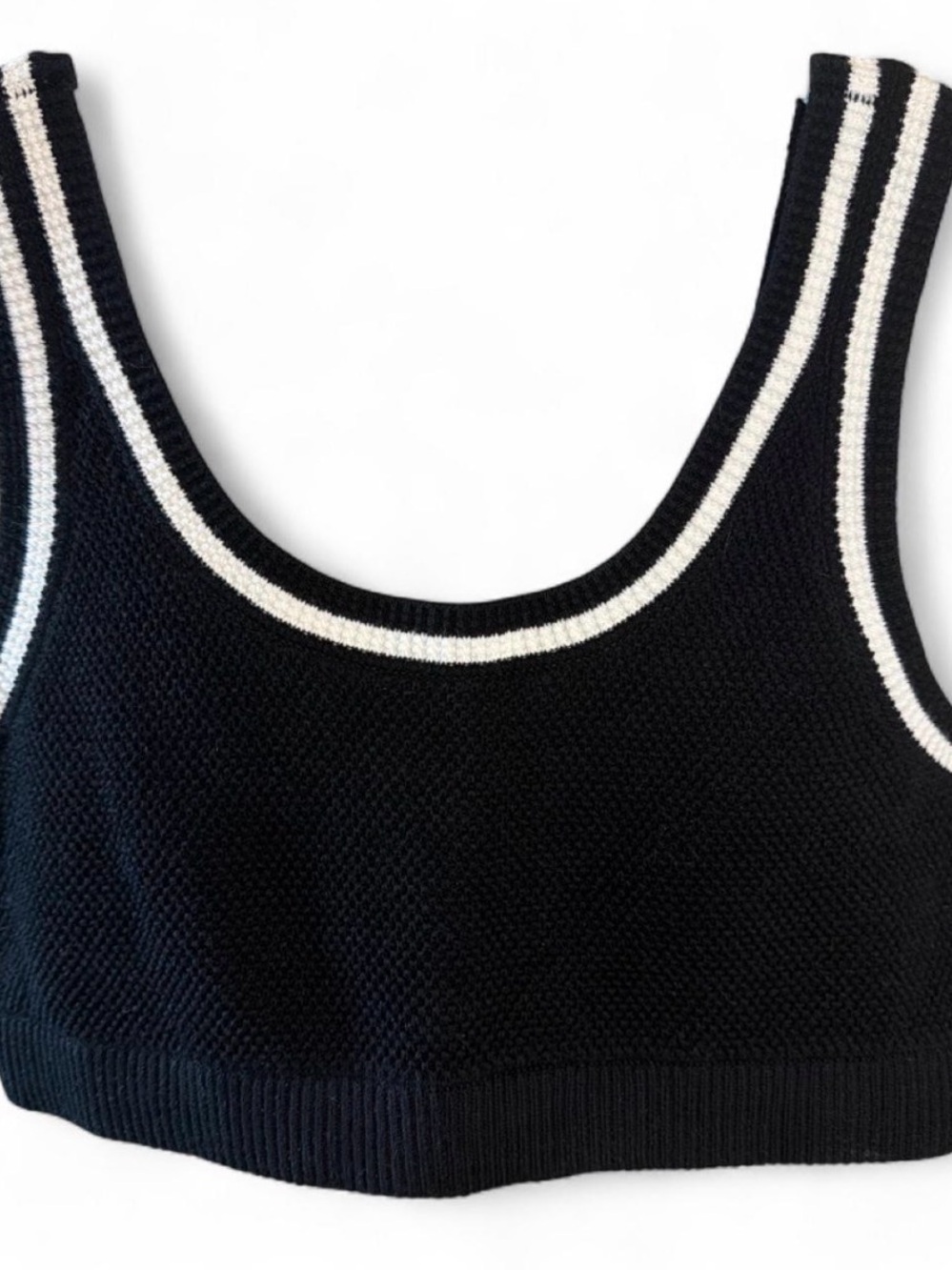 ALO Yoga Black Bralette with White Contrast Trim